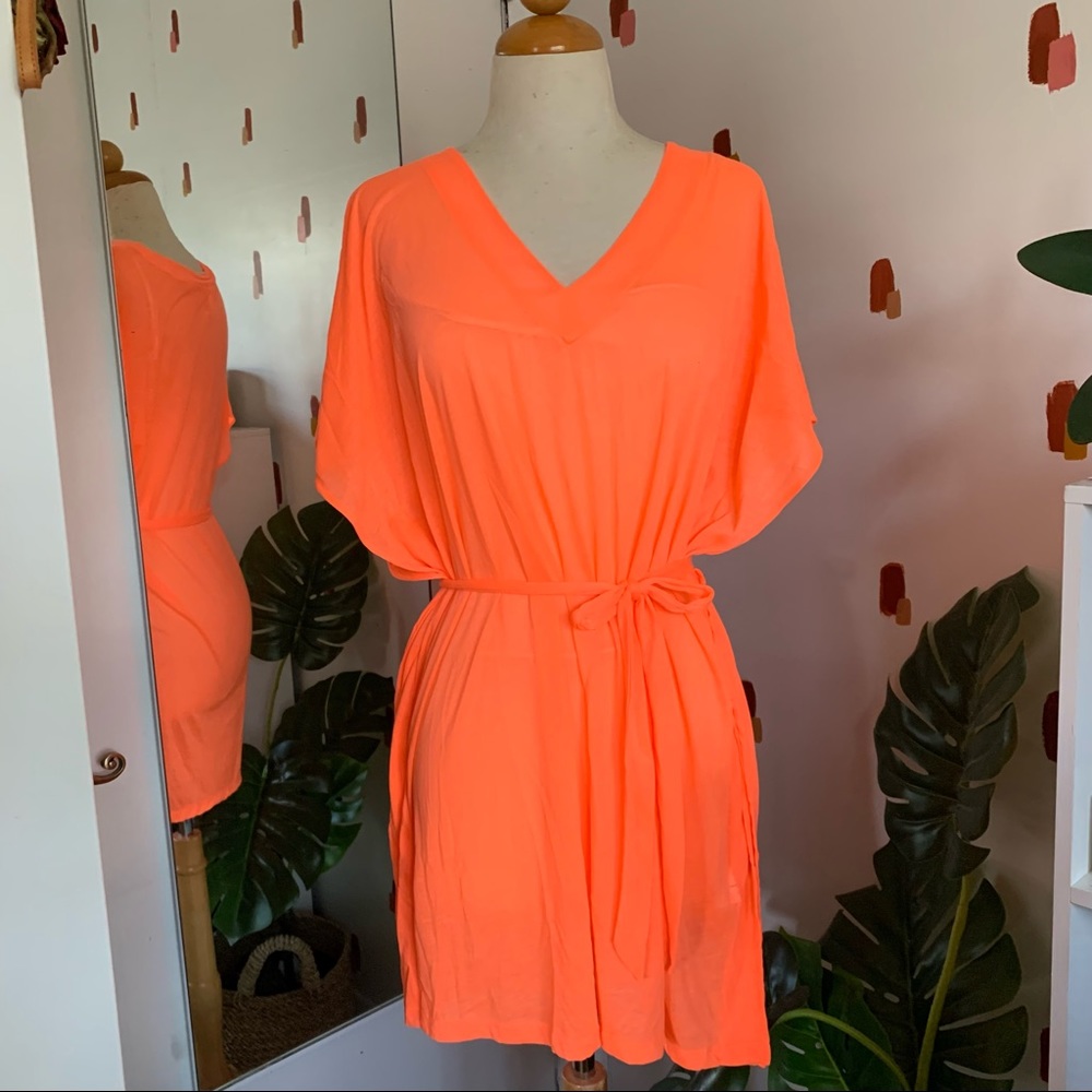 Bright Neon Cotton Blend Beach Cover Up